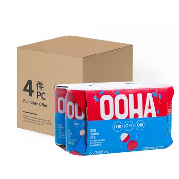 OOHA - LYCHEE LACTIC FLAVOURED SPARKING BEVERAGE (MINI CAN) - CASE OFFER - 200MLX6X4