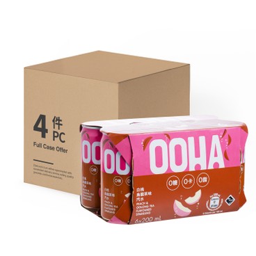 OOHA - 白桃烏龍茶味汽水(迷你罐) - 原箱 - 200MLX6X4
