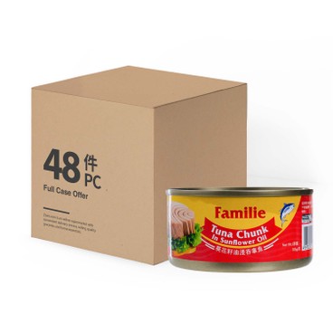 Familie - TUNA CHUNK IN SUNFLOWER OIL - CASE OFFER - 185G X 48'S