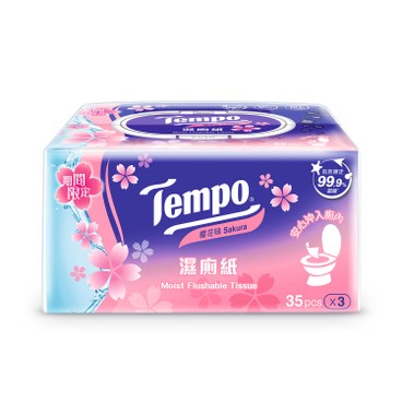 TEMPO - MOIST FLUSHABLE TISSUE (SAKURA LIMITED EDITION) 35 SHEETS-1PC - 3'SX1