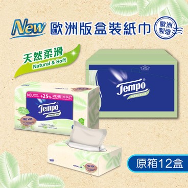 TEMPO - 歐洲版盒裝紙巾 - 天然柔滑(增量版)(原箱) - 12'S