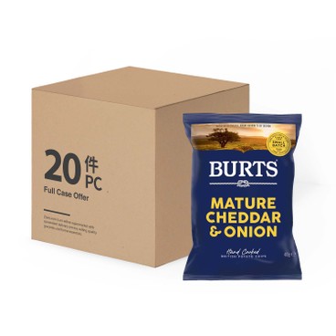 BURTS - MATURE CHEDDAR & ONION HAND COOKED BRITISH POTATO CHIPS - CASE OFFER - 40G X 20'S