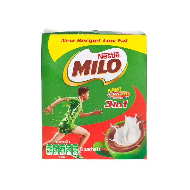 MILO - 3 IN 1 NUTRITIOUS MALT DRINK - 27GX8