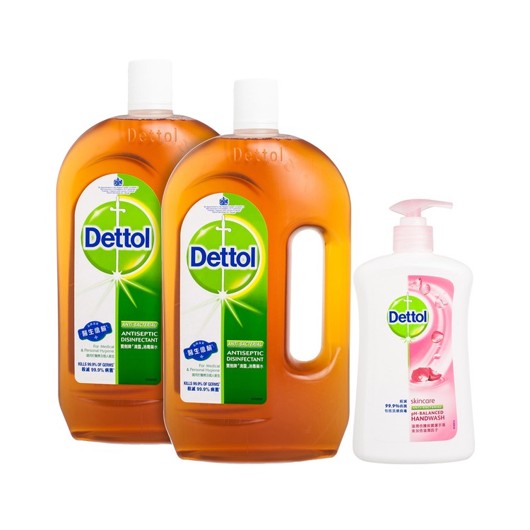 DETTOL - ANTISEPTIC LIQUID(TWIN PACK) WITH HAND WASH SKINCARE - 1.2LX2+500G