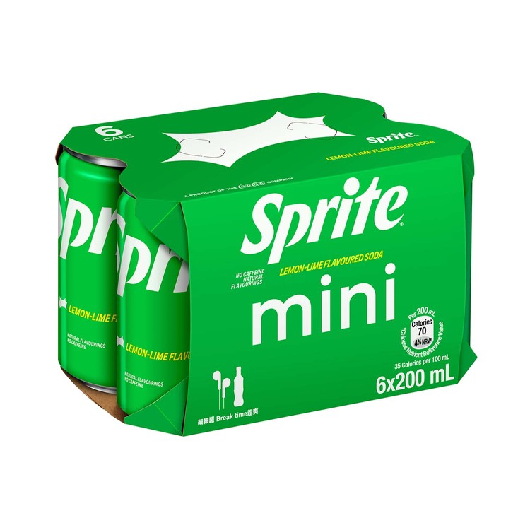 SPRITE - LEMON-LIME FLAVOURED SODA (MINI CANS) - 200MLX6