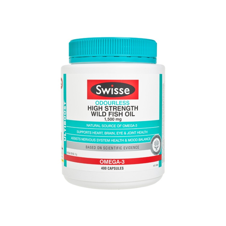 SWISSE(PARALLEL IMPORT) - ULTIBOOST ODOURLESS HIGH STRENGTH WILD FISH OIL 1500MG - 400'S