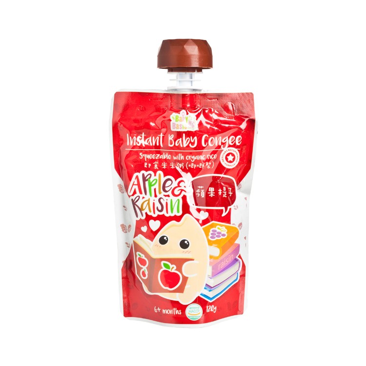 BABY BASIC - BABY CONGEE-SQUEEZE POUCH - APPLE & RAISIN - 120G
