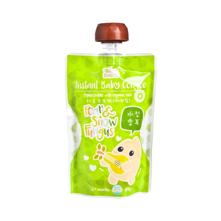 BABY BASIC - BABY CONGEE-SQUEEZE POUCH - PEAR & SNOW FUNGUS - 120G