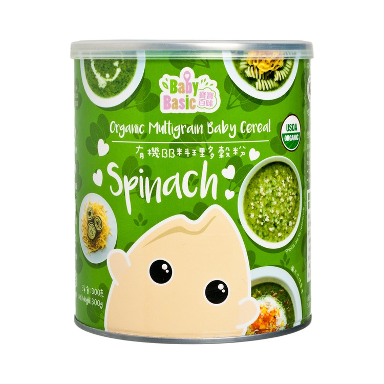BABY BASIC - ORGANIC MULTIGRAIN BABY CEREAL - SPINACH - 300G