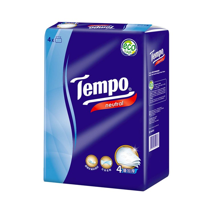 TEMPO - 4層抽取式面紙袋裝-天然無香 - 4'S