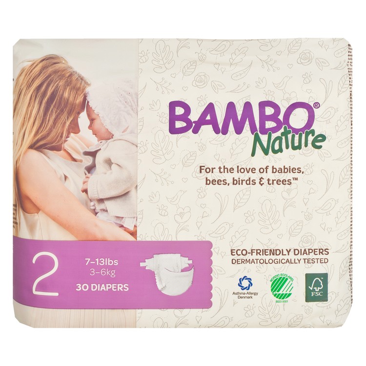 BAMBO NATURE - RASH FREE ECO BABY DIAPERS XS 3-6 KG - 30'S