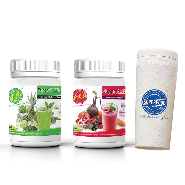 SUPERFOOD LAB - SUPERGREEN PH 7.3 (ADVANCED FORMULA) & SUPERRED ANTIOX (ADVANCED FORMULA) - DAY & NIGHT - SET