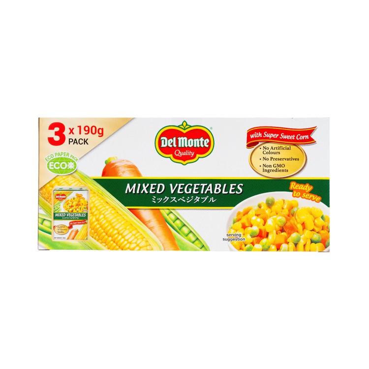 DEL MONTE - MIXED VEGETABLES 3 IN 1 TETRA PACK - 190GX3