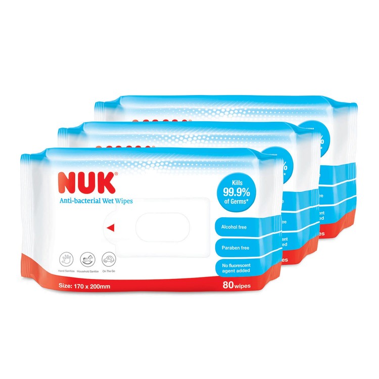 NUK - 無酒精殺菌消毒濕紙巾(套裝) - 80'SX3