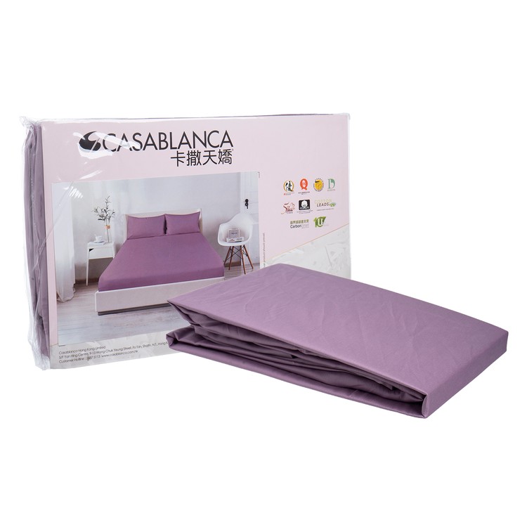 CASABLANCA卡撒天嬌 - 單人-900針純色純棉系列(床笠連枕袋)-紫色 - PC