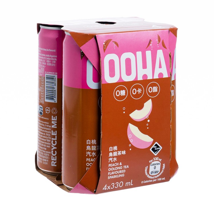 OOHA - PEACH & OOLONG TEA FLAVOURED SPARKING BEVERAGE - 330MLX4