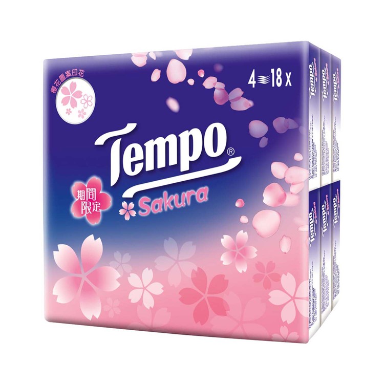 TEMPO - 迷你裝紙手巾(櫻花味限量版) (包裝隨機發貨) - 18'S