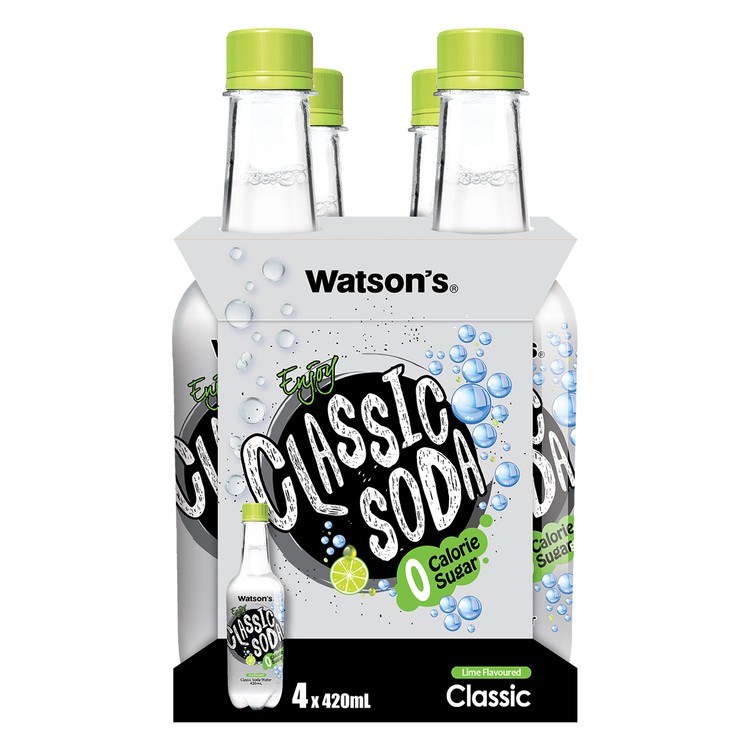 WATSONS - CLASSIC SODA WATER LIME - 420MLX4