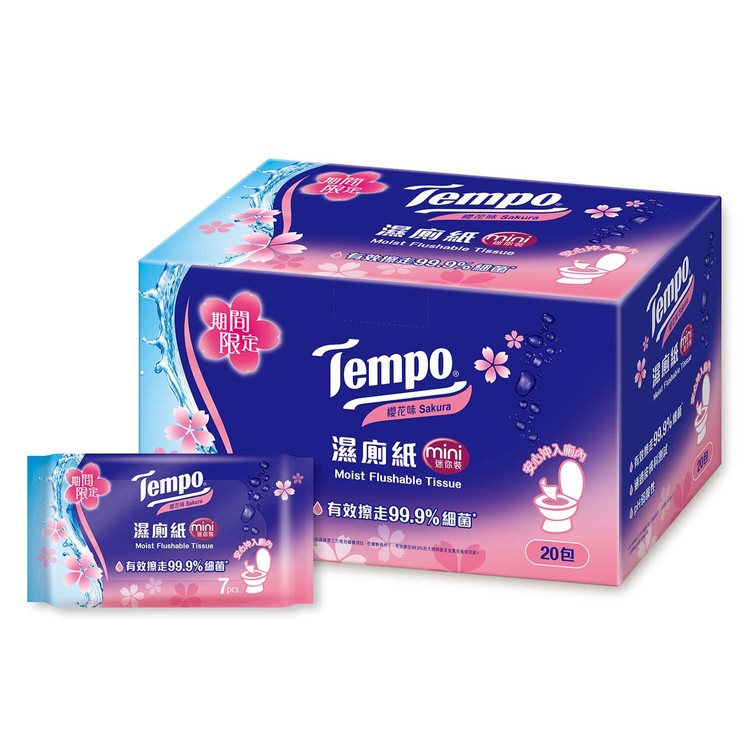 TEMPO - 迷你裝濕廁紙-櫻花味限量版-原箱 - 20'S