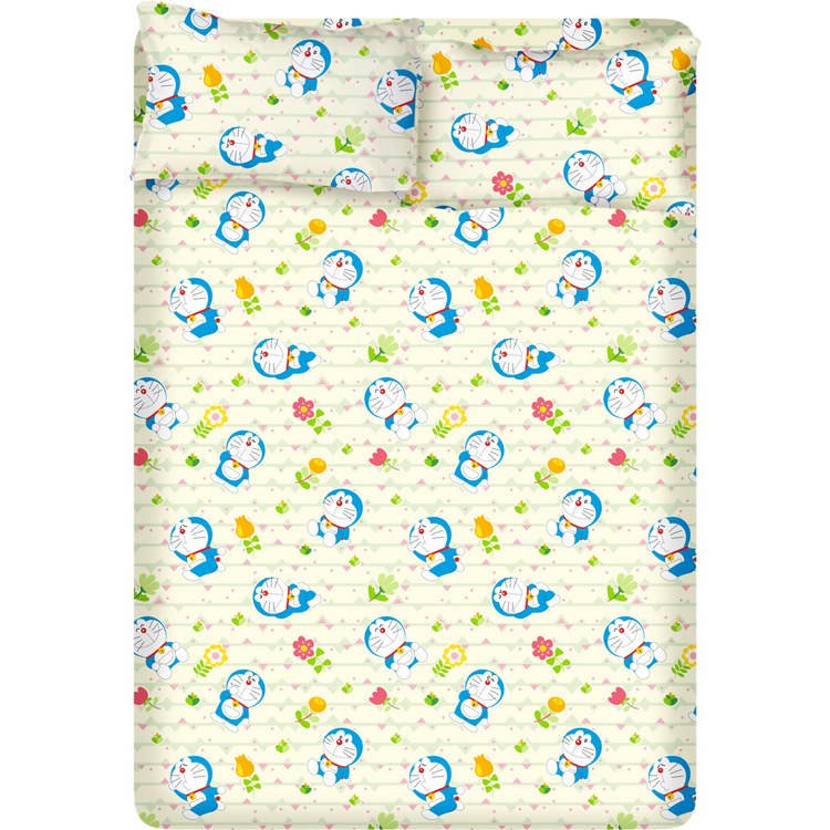Cherry 床上用品 - 高密度純棉卡通系列 (床笠+枕袋) - 多啦A夢 - 4尺雙人 #DM030-48FD - SET