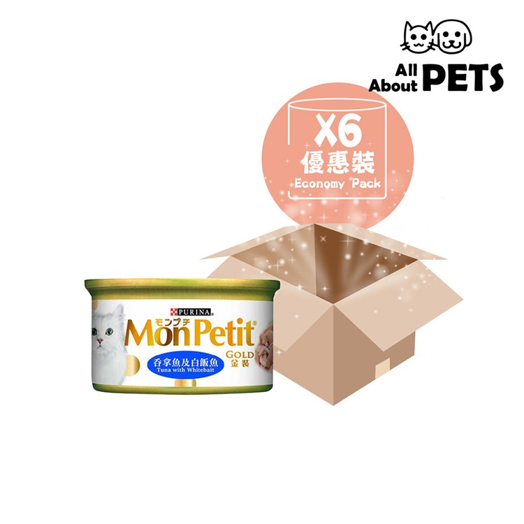 MON PETIT - [6罐優惠] 金裝至尊貓罐頭-吞拿魚白飯魚 85克 - PC