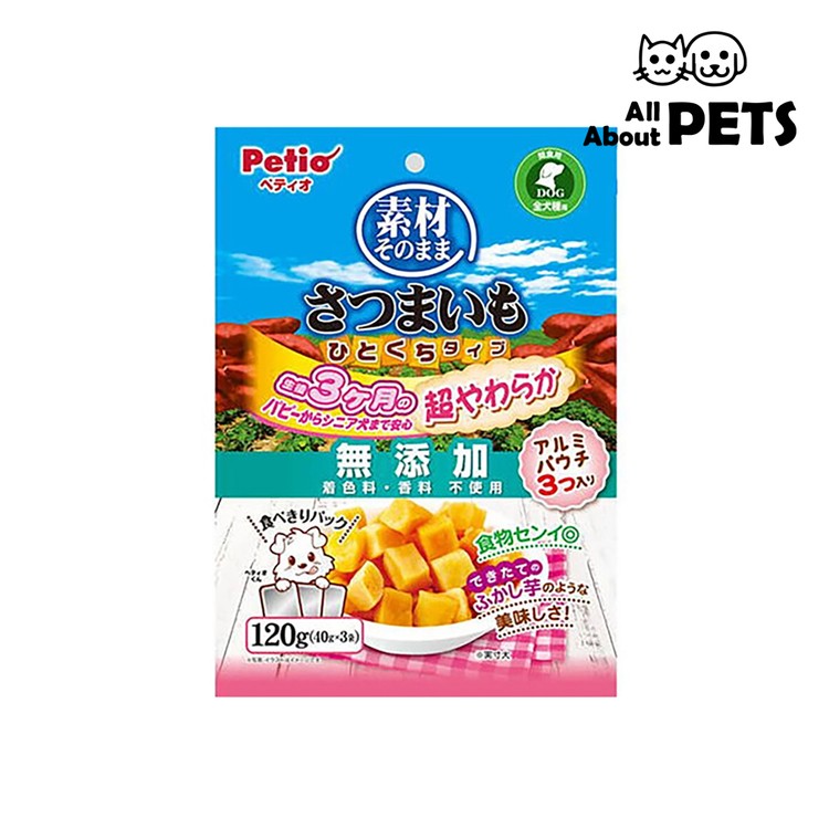 PETIO - 天然原味無添加超柔軟一口甘薯粒粒(香甜高纖)狗小食120g(W13972) - PC