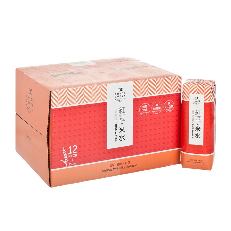 CHECKCHECKCIN - RED BEAN RICE WATER (PAPER PACK)-CASE - 250MLX12