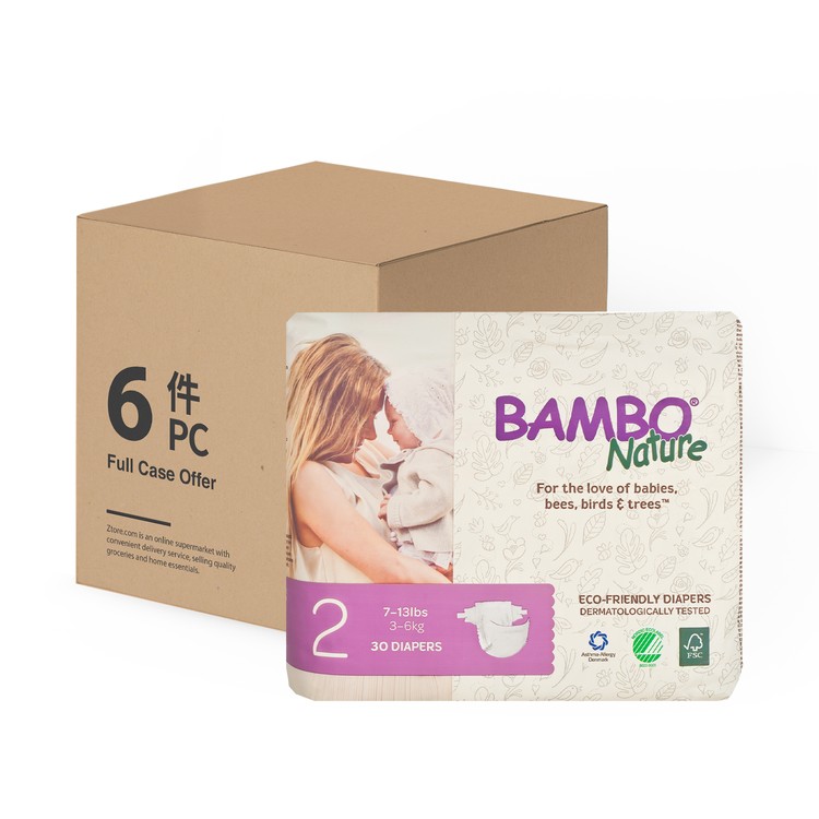 BAMBO NATURE - RASH FREE ECO BABY DIAPERS XS 3-6 KG - CASE - 30'SX6