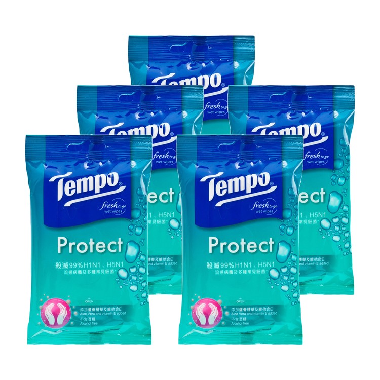 TEMPO - 抗菌倍護濕紙巾 - 5件裝 - 10'SX5