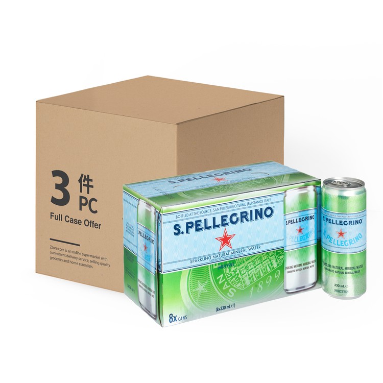 SAN PELLEGRINO - SPARKLING NATURAL MINERAL WATER - CASE OFFER - 330MLX8X3