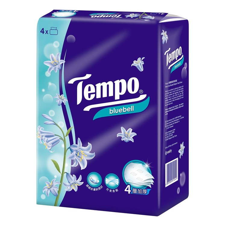 TEMPO - 4-PLY BLUEBELL SOFTPACK FACIAL TISSUE-3PC - 4'SX3