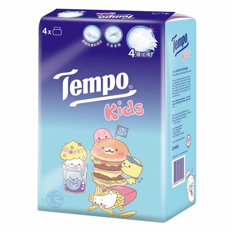 TEMPO - KIDS 4PLY NEUTRAL SOFTPACK FACIAL TISSUE-RANDOM-3PC - 4'SX3