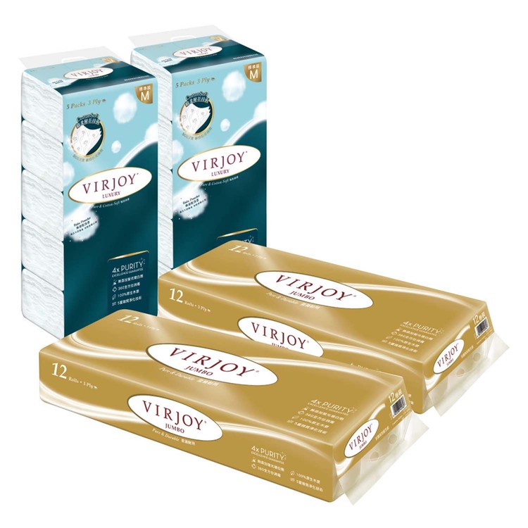 VIRJOY - Jumbo + Luxury (Baby Powder) Tissues Combo Offer - SET