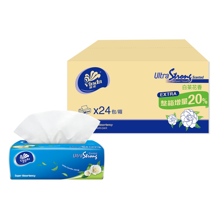 VINDA - ULTRA STRONG 3PLY SOFTPACK TISSUE-WHITE CAMELLIA(FULL CASE SINGLE PACK M SIZE) - 24'S