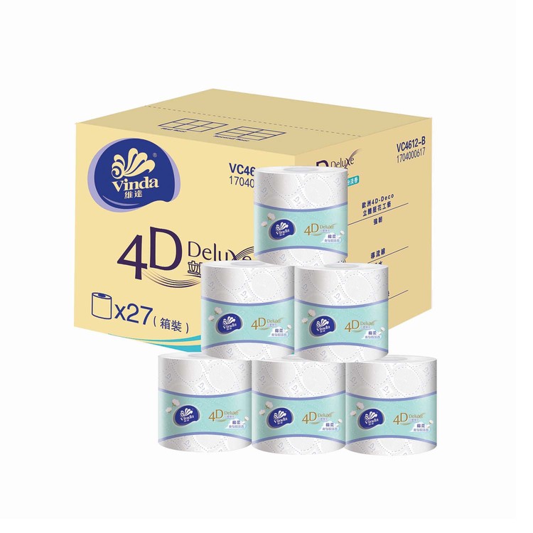 VINDA - 4D-DELUXE TOILET ROLL 4PLY-BABY SOFT (FULL CASE SINGLE ROLL) - 27'S