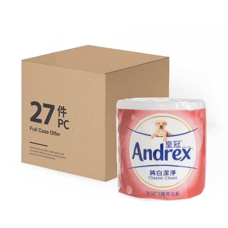 ANDREX - CLASSIC CLEAN ROLL BATH TISSUE (FULL CASE SINGLE ROLL) - 27'S