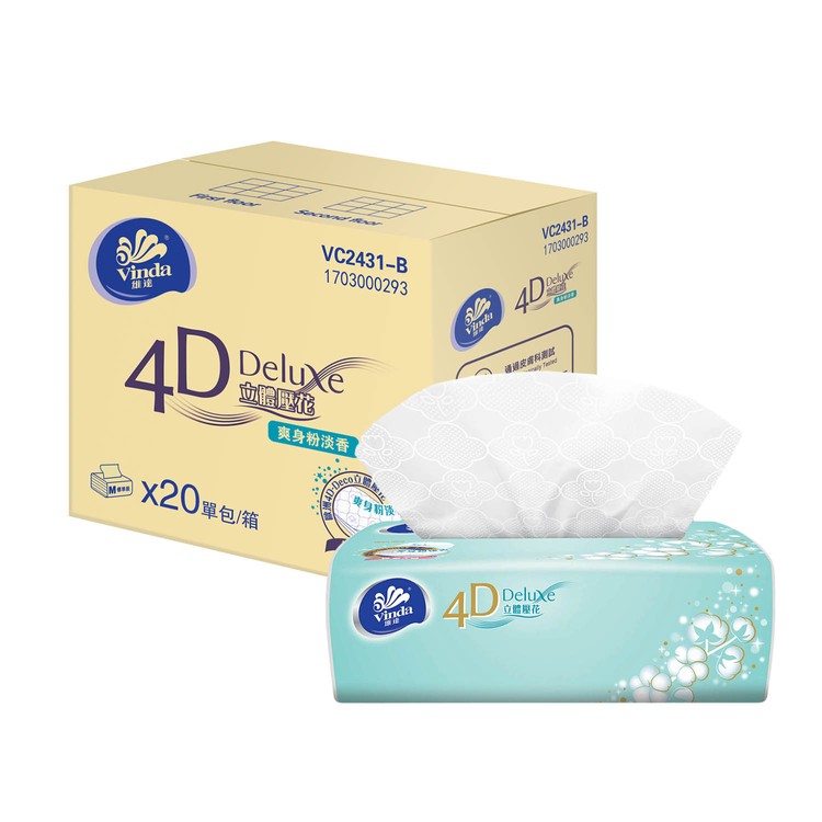 VINDA | 4D DELUXE SOFTPACK FACIAL TISSUE - BABY SOFT (FULL CASE SINGLE ...