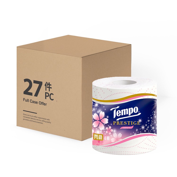 TEMPO - 閃鑽四層衛生紙-櫻花味限量版 (原箱單卷裝) - 27'S