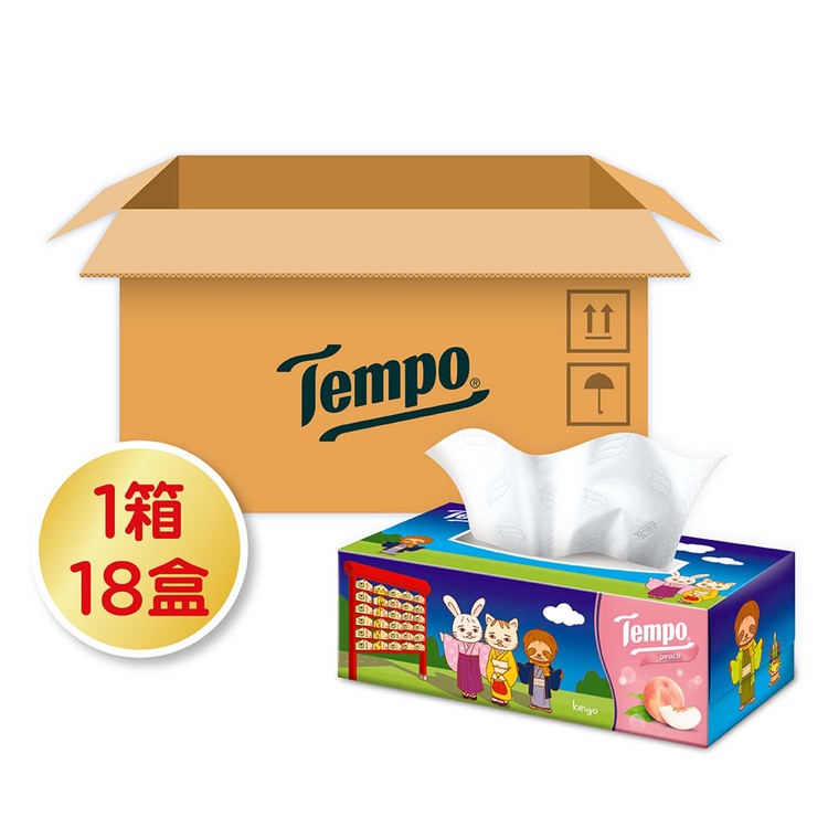 TEMPO - 盒裝紙巾-甜心桃-TEMPO X KEIGO 2022新年限量版-原箱 - 18'S