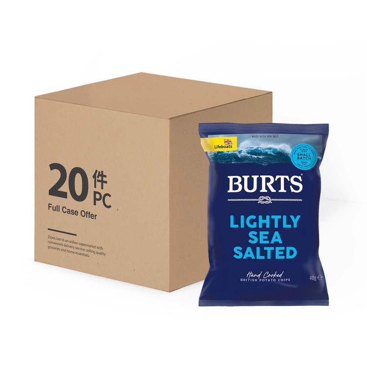 BURTS - LIGHTLY SEA SALTED HAND COOKED BRITISH POTATO CHIPS - CASE OFFER - 40G X 20'S